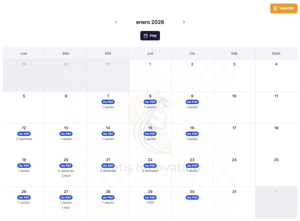 Calendario de diarios de obra generados