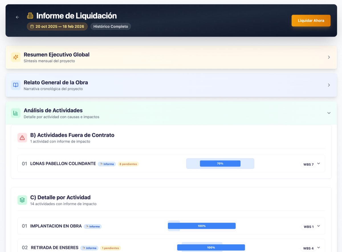 Informe de liquidación de obra